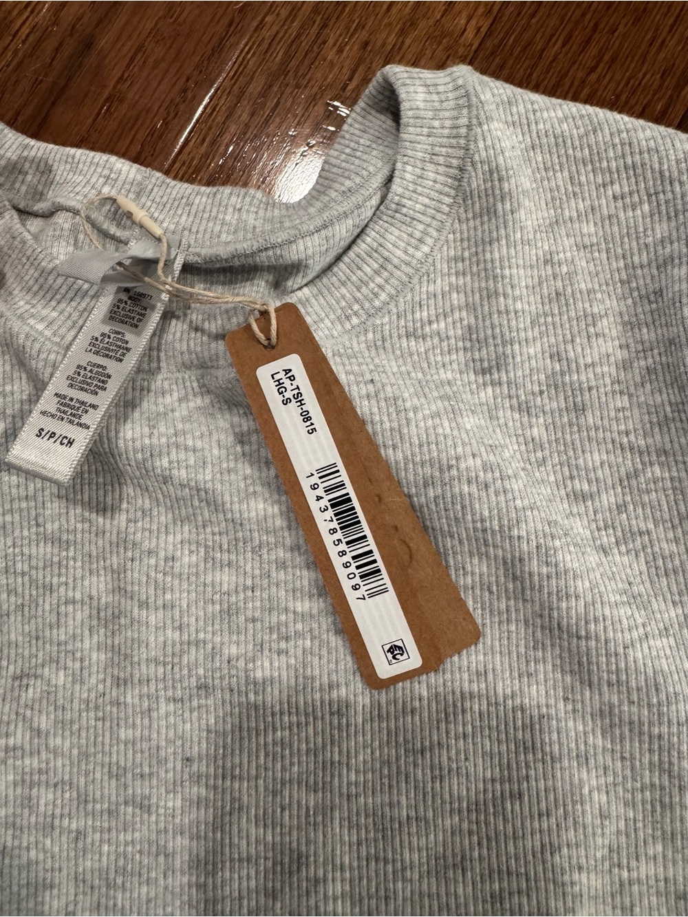 SKIMS Short Sleeve Ribbed Tee in Light Gray - Picture 7 of 10